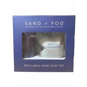 NEW! SAND + FOG Vanilla Sandalwood Scent Hand Soap 15.7oz + 34oz Refill Bag Set